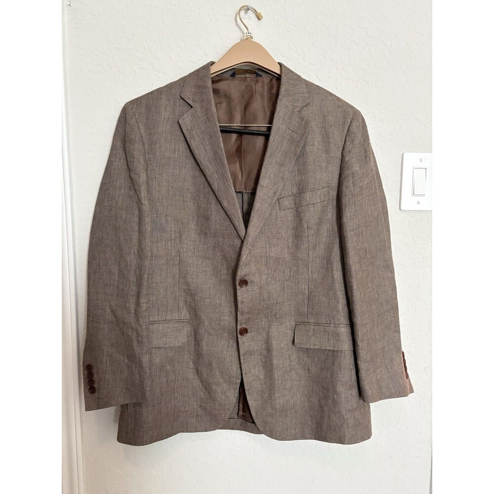 Brooks Brothers 346 100% Linen Sport Coat Blazer 42R Beachy Wedding Coastal